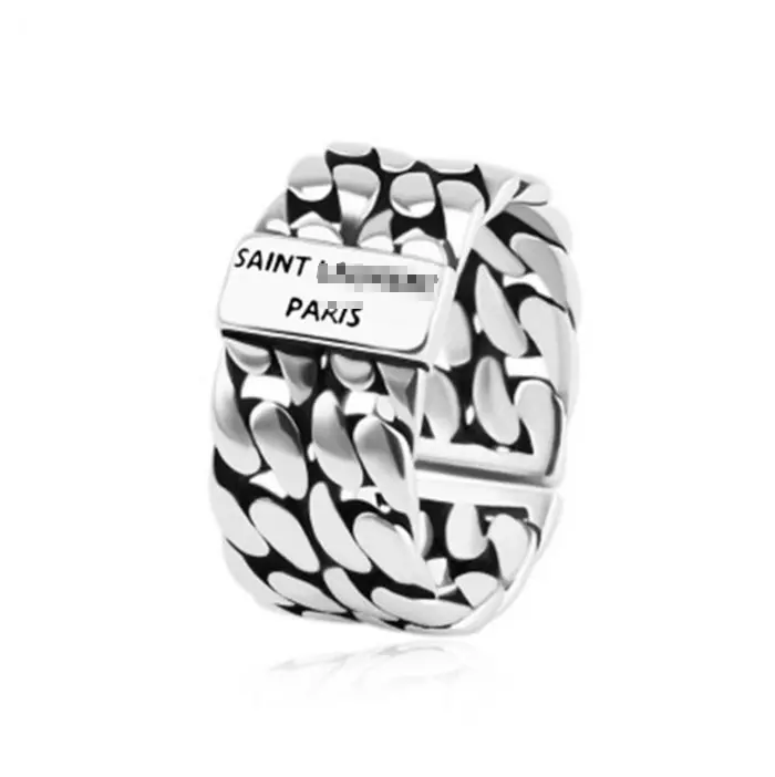 Retro S925 Silver Double Layers Opening Chain Saint Paris Band Ring
