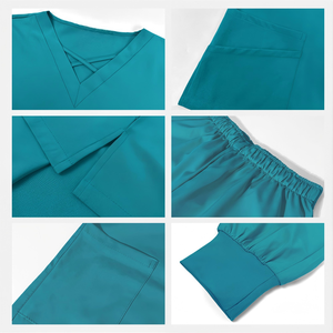 Stretch Scrub <b>Suits</b> High Quality Custom Logo V-Neck For Women And <b>Man</b> Scrubs Set & Doctors Uniforms - Product Image 2
