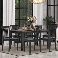 Modernes 5-teiliges Schwarzes Esszimmer-Set 4 Lattenrücken-Stühle Massivholz Klappbare Umweltfreundliche Esszimmermöbel für Apartment Hotel