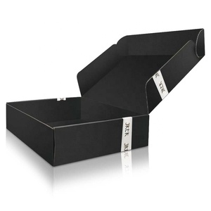 Caja de Regalo de Cartón de Lujo Negra con Logotipo Personalizado, Caja de Envío de Cartón Corrugado Kraft para Extensiones de Cabello y Pelucas - Product Image 1