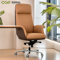 Chaise de bureau exécutive moderne à dossier haut en cuir PU avec soutien lombaire, design ergonomique, base en aluminium