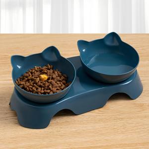 Double gamelle pour chat avec support antidérapant, ensemble de bols pour l'alimentation des animaux de compagnie - Product Image 1