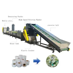 Automatische 300-1000Kg Polyethyleen Zakken Pe Pp Films Plastic Wasrecyclingmachines Afval Plastic Crusher En Wasmachine