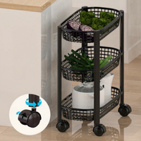Chariot de rangement de cuisine moderne multi-niveaux à roulettes, panier en plastique maillé pour fruits et légumes, étagère de rangement mobile pour cuisine