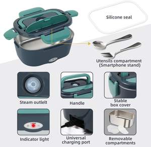 Electric <b>Lunch</b> <b>Box</b> 60W 12V 24V 110V Food Heated 1.8L Capacity Portable FoodJar for Car/Truck/Home Self Heating <b>Box</b> with 1.8L - Product Image 5