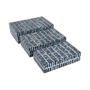 Set di Scatole Decorative Rettangolari in Legno con Intarsi, Contenitori Moderni in Resina per Gioielli, Ricordi e Arredamento Casa - Product Image 2