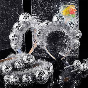 Offre Spéciale Argent Disco Ball <span class=keywords><strong>Bandeau</strong></span> 70s Disco Costume Accessoire Disco Fête D'anniversaire Décor pour Femmes Filles - Product Image 1