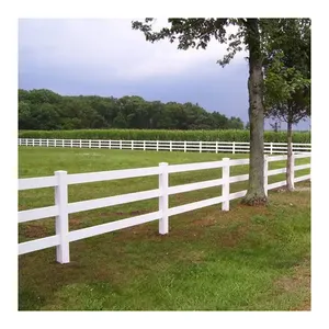 Cattle ranch UV protection farm fence white PVC plastic vinyl fence board 3 railway racecourse fence