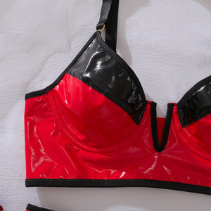 จูบฉันสิ แองเจิล ชุดชั้นในเซ็กซี่แบบใหม่ <span class=keywords><strong>หนัง</strong></span> PU สีเข้ากัน ดีไซน์คอวีลึก ยกกระชับ สำหรับผู้หญิงวัยผู้ใหญ่สุดเซ็กซี่ - Product Image 5