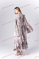 2025 nouveau Miyake modeste robe de soirée femmes élégant imprimé fleuri Abaya haute qualité longue robe musulmane islamique formelle à la mode
