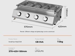 Barbecue à gaz commercial moderne de style coréen haut de gamme à 4 brûleurs en acier inoxydable jaune, facile à nettoyer, état neuf - Product Image 5