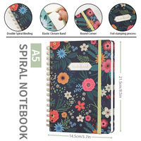Set de Cuadernos Espirales A4 con Diseño Floral, Encuadernación Wire-O Dorada, Diario con Estampado Botánico, Cubierta Vintage con Flores para Mujeres, Regalo para Oficina o Escuela