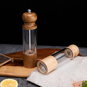 Moulin à poivre <span class=keywords><strong>en</strong></span> <span class=keywords><strong>bois</strong></span> et acrylique de grande capacité de 6 pouces avec tête ronde, moulin à sel et poivre <span class=keywords><strong>en</strong></span> céramique blanche, écologique - Product Image 2