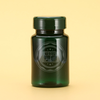 Bouteille de médicament vide transparente verte personnalisée de 80 ml, 100 ml, 120 ml avec couvercle pour pilules, capsules, boîte de rangement en plastique de qualité alimentaire