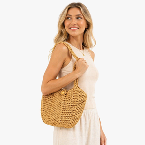 Borsa Tote da Donna all'Uncinetto <span class=keywords><strong>in</strong></span> Cotone con Motivo Geometrico, Ecologica, Moda Invernale, Stile Bohemien, per Shopping Quotidiano Estivo - Vendita all'Ingrosso - Product Image 1