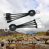 Meilleures ventes de cadeaux d'affaires, chargeur de clé USB avec gaine en nylon à charge rapide 5V, câble de charge multi-usage 3 en 1 avec logo personnalisé