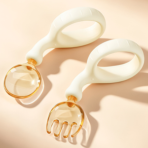 Juego de Cuchara y Tenedor para Bebés, con Punta Suave de Silicona, <span class=keywords><strong>Etapa</strong></span> Uno, Utensilios para la Alimentación de Bebés y Niños Pequeños, BLW - Product Image 1