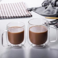Vente en gros Tasse à café en verre borosilicaté à haute teneur en borosilicate Tasse à eau pour le petit déjeuner avec poignée