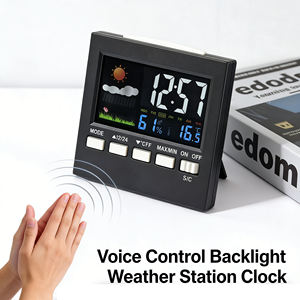 Reloj <span class=keywords><strong>Despertador</strong></span> Digital Electrónico LED con Control por Voz, Moderno, con Retroiluminación, Calendario, Función de Repetición, Estación Meteorológica, Temperatura, Decoración para el Hogar - Product Image 1