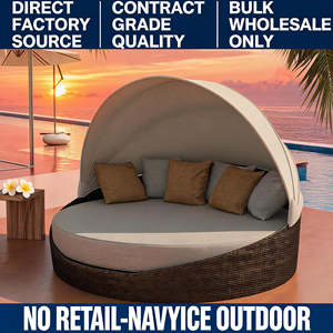 Venta al por mayor directa de fábrica OEM y ODM: Tumbona circular de exterior de calidad resort con parasol retráctil y estructura de aluminio - Product Image 2