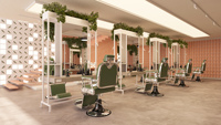Ensemble de mobilier de salon de coiffure moderne et grand format, design d'intérieur 3D, mobilier de salon de beauté, éclairage LED professionnel de luxe, respectueux de l'environnement