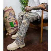 Pantalon cargo en jean évasé décontracté pour homme, 100 % coton, coupe ajustée, imprimé camouflage Real Tree, fabrication sur mesure de haute qualité