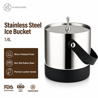 Seau à glace en acier inoxydable HC Light Luxury, 1,4 L, double paroi isolée avec couvercle et poignée, seaux à vin et accessoires de bar antidérapants