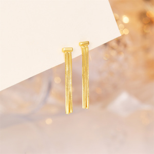 CANNER 18K Gold Plated 925 <b>Sterling</b> <b>Silver</b> Tassel Double Layer Snake Chain <b>Stud</b> <b>Earrings</b> - Product Image 6