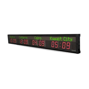 Multi Time Zone Wall Mounting High Brightness Hotel Digital Clock/ Airport World Time Clock LED Clock 4 Cities