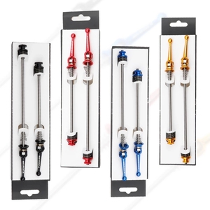 MEROCA 1 paire alliage de titane moyeu de <span class=keywords><strong>roue</strong></span> de vélo dégagement rapide QR avant arrière essieu brochette 47g rouge noir vélo brochette pièces de vélo - Product Image 1