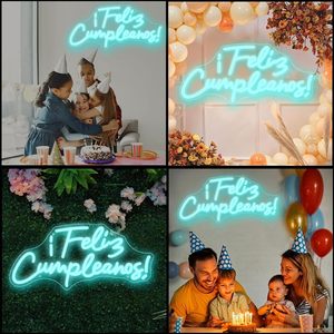 Spanish Happy Birthday LED Neon Indoor Hanging Ambient Light Shop <b>Sign</b> Wall Decoration Light Entrance Indicator Light 5V 12V - Product Image 3