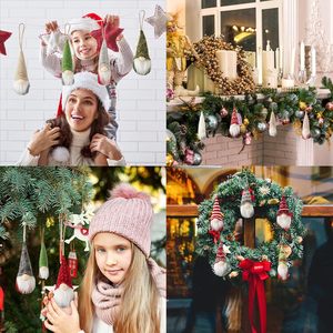 Ensemble de décorations de Noël à suspendre pour la maison, gnomes en peluche faits à la main, décorations de fêtes, gnomes, elfes, Père Noël - Product Image 3