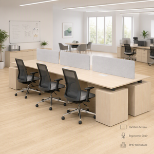 Postazione di Lavoro per Ufficio con Divisorio e Sedia Ergonomica per Spazi di Lavoro <span class=keywords><strong>SME</strong></span> - Product Image 1