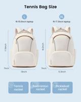 Sac à dos de tennis unisexe, polyester imperméable, capacité pour 2 raquettes, compartiment ventilé pour chaussures, grand porte-gobelet, pickleball, badminton