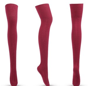 Chaussettes extra longues pour femmes Bas solides en tricot torsadé Chaussettes hautes pour les genoux Chaussettes blanches pour les <span class=keywords><strong>pulls</strong></span> hauts - Product Image 6