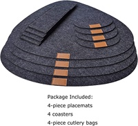 Napperon lavable en feutre antidérapant, 4 tapis de Table en feutre avec 4 dessous de verre et 4 sacs de couverts pour couteau et fourchette, livraison gratuite