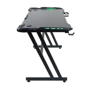 <span class=keywords><strong>Bureau</strong></span> de jeu RGB en vente chaude <span class=keywords><strong>avec</strong></span> bande lumineuse LED, table d'ordinateur pour configuration de joueur, poste de travail de jeu, <span class=keywords><strong>bureau</strong></span> en forme de Z noir - Product Image 4