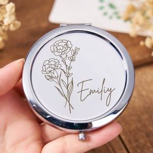 Miroir de maquillage personnalisé Mini miroir en métal Miroir portable pliant en or - Product Image 5