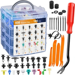 935-teiliges Auto-Befestigungsclips- und Sortiment an Auto-Befestigungselementen, 26 gängigste Größen, Nylon-Stoßstangen- und Kotflügelnieten mit 10 Kabelbindern - Product Image 1