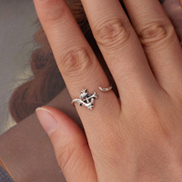Bague ouverte en argent sterling 925 BAGREER, sertie de zircone cubique, argent oxydé, bijoux pour femmes SCR1136-E, motif serpent irisé, pour un usage quotidien