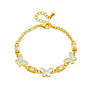 Butterfly Rhinestone Gold Chain Bracelet For Women Everyday Wear Titanium Steel Jewelry Elegant Unique Design - Product Image 5