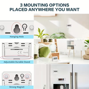 Termometer Higrometer Digital Mini Ultra Tipis untuk Dalam Ruangan dengan Dudukan Plastik Magnetik - Product Image 3