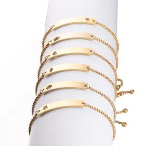 personalized jewelry custom name blank bracelet Star elephant crown cute stainless steel bar bracelet