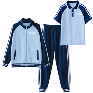 Ensemble d'uniformes d'école primaire trois pièces pour garçons et filles-Tenue de sport printemps/été Polyester/coton - Product Image 6
