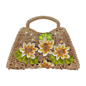 Women Floral Rhinestone Clutch Sparkling Evening Handbag <b>Beaded</b> Crystal Purse For Party - Product Image 3