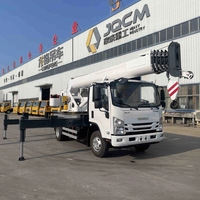 Truk ISUZU 4X2 dengan Crane Terpasang 5Ton 8Ton 10Ton Hydraulic Telescopic Boom Crane di Rusia