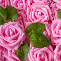 Vente en gros de roses en mousse réalistes avec tiges, décorations de bureau pour la maison, centres de table pour douche nuptiale, fleurs de roses artificielles