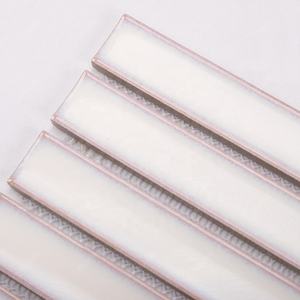 Dédouanement de stock pas cher prix usine cuisine dosseret Stackbond 30*220mm brillant émaillé blanc porcelaine mur doigt tuile mosaïque - Product Image 5