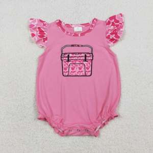 SR3762 RTS Mameluco de manga corta para bebé, color rosa intenso con estampado de leopardo, venta al por mayor, mono para niña - Product Image 1