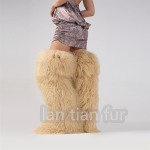 Stivali in Vera Pelliccia Mongola da Donna 72cm Sopra il Ginocchio Caldi per l'Inverno - Product Image 3